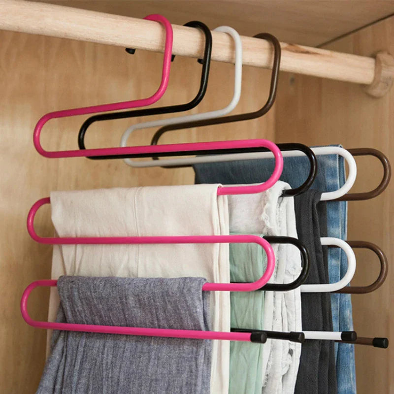 Pants Hanger S-Shaped Space-Saving Stainless Steel & Non-Slip