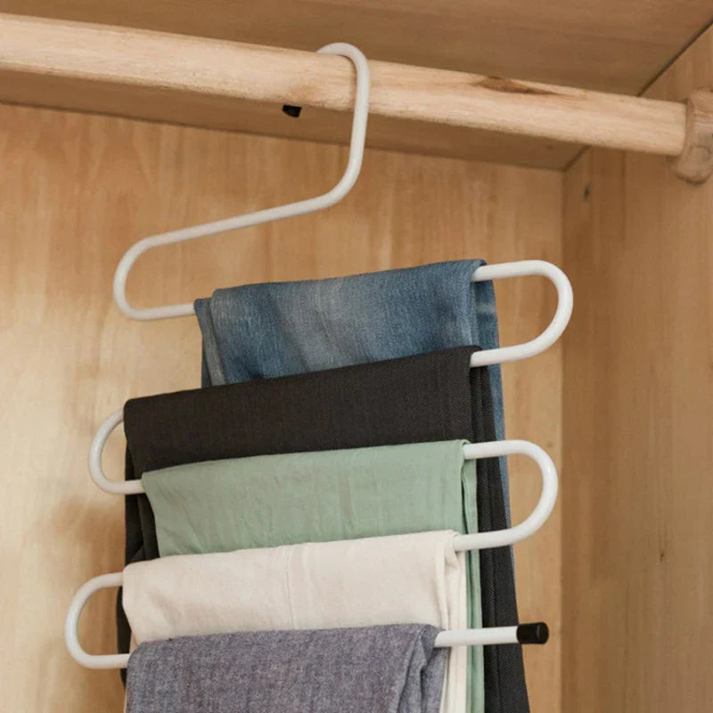 Pants Hanger S-Shaped Space-Saving Stainless Steel & Non-Slip