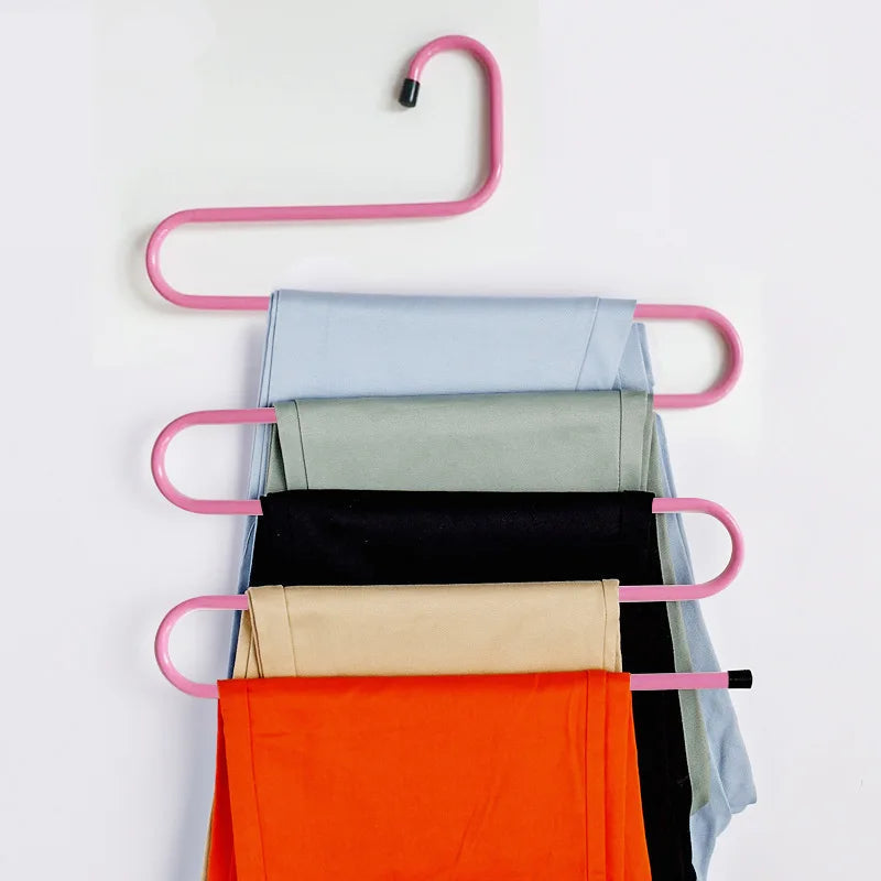 Pants Hanger S-Shaped Space-Saving Stainless Steel & Non-Slip