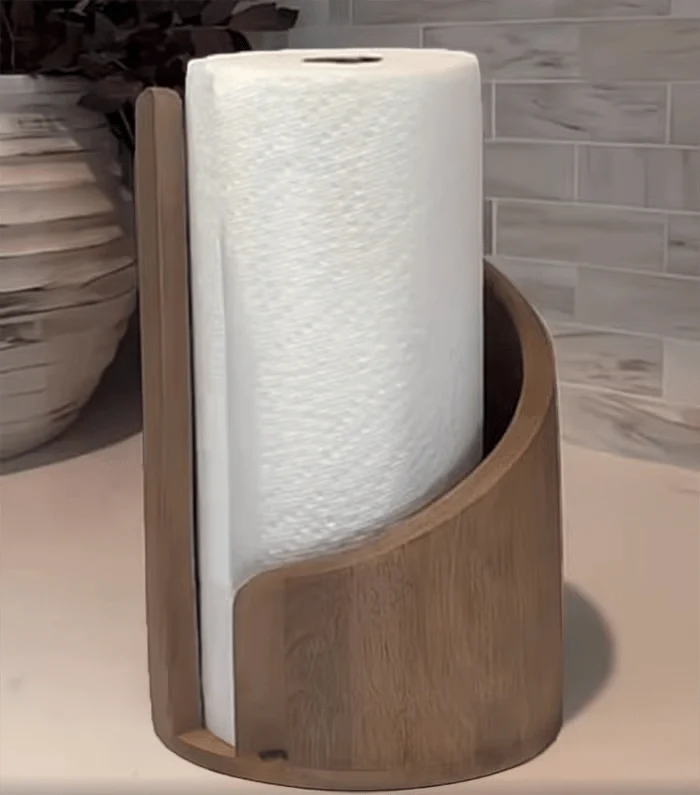 Paper Towel Holder Solid Wood Metal Rod Non-Slip Base