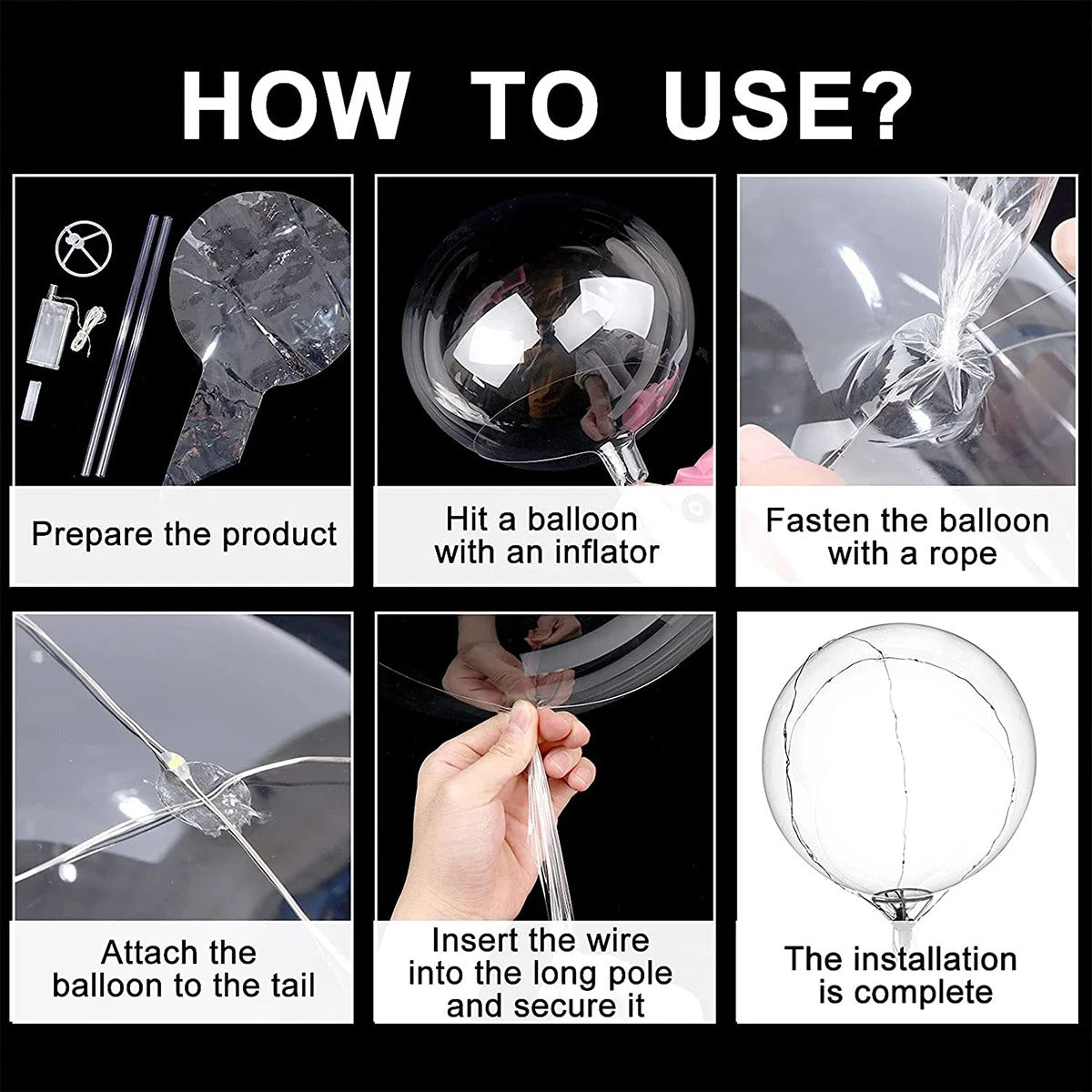 Party Balloons Adjustable LED Reusable 10 Pack