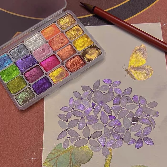 Pearlescent Pigment Set 10 Colors Integrated Mixing Palette