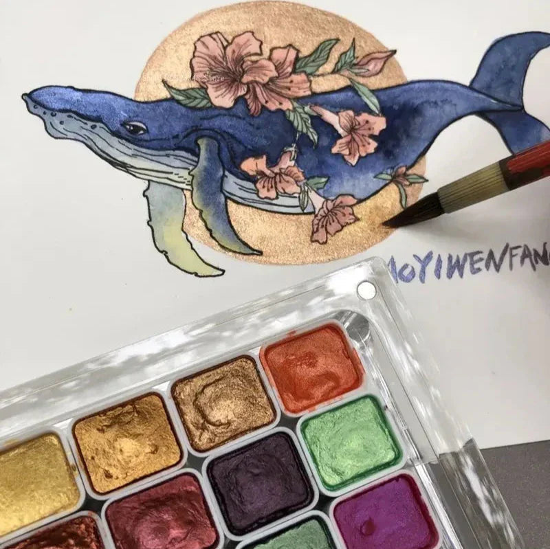 Pearlescent Pigment Set 10 Colors Integrated Mixing Palette