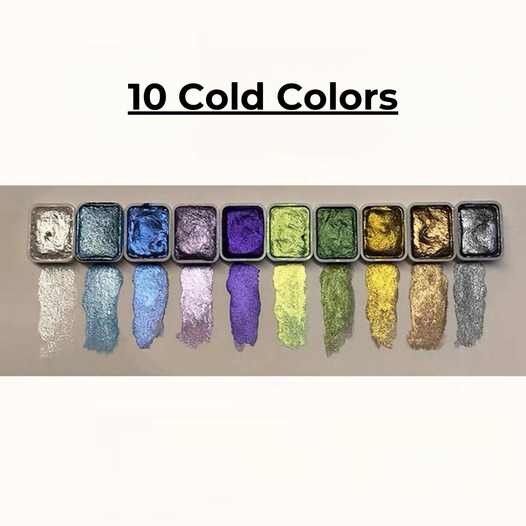 Pearlescent Pigment Set 10 Colors Integrated Mixing Palette