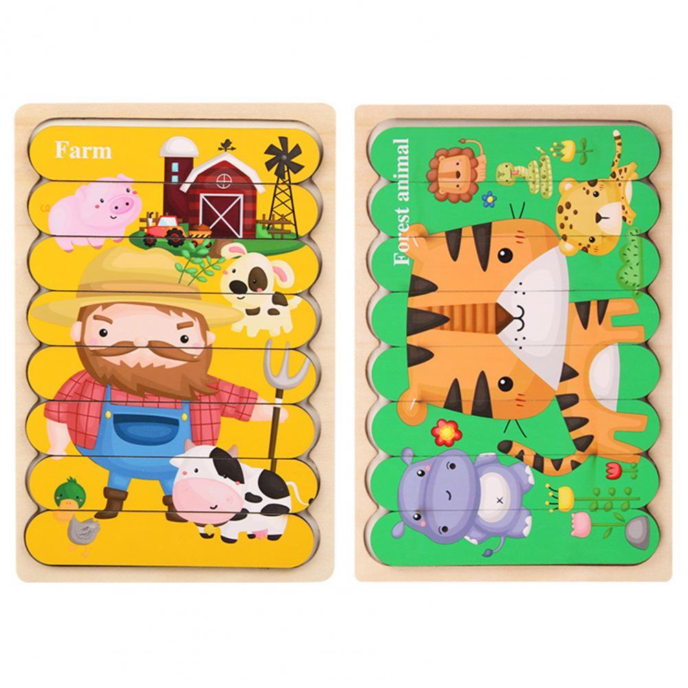 Peg Puzzle Wooden Double-Sided Compact