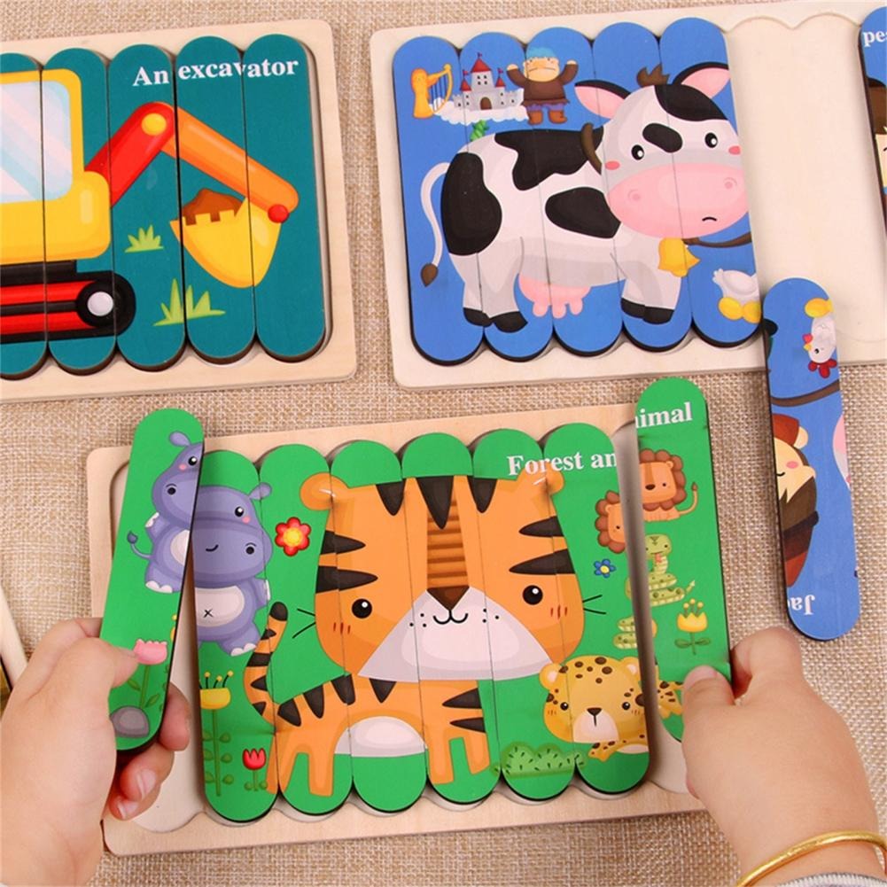 Peg Puzzle Wooden Double-Sided Compact