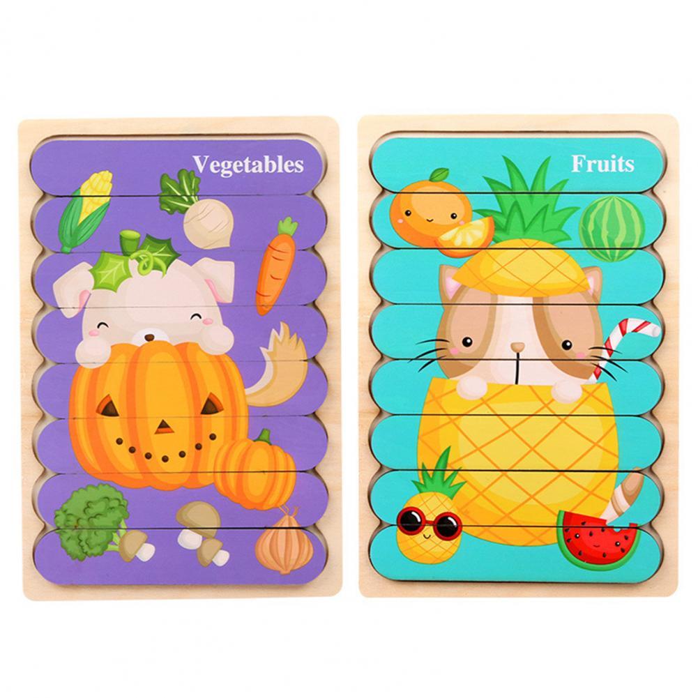 Peg Puzzle Wooden Double-Sided Compact