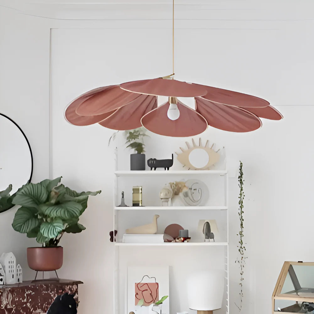 Pendant Lamp Flower-Shaped Fabric Shade Adjustable Cable