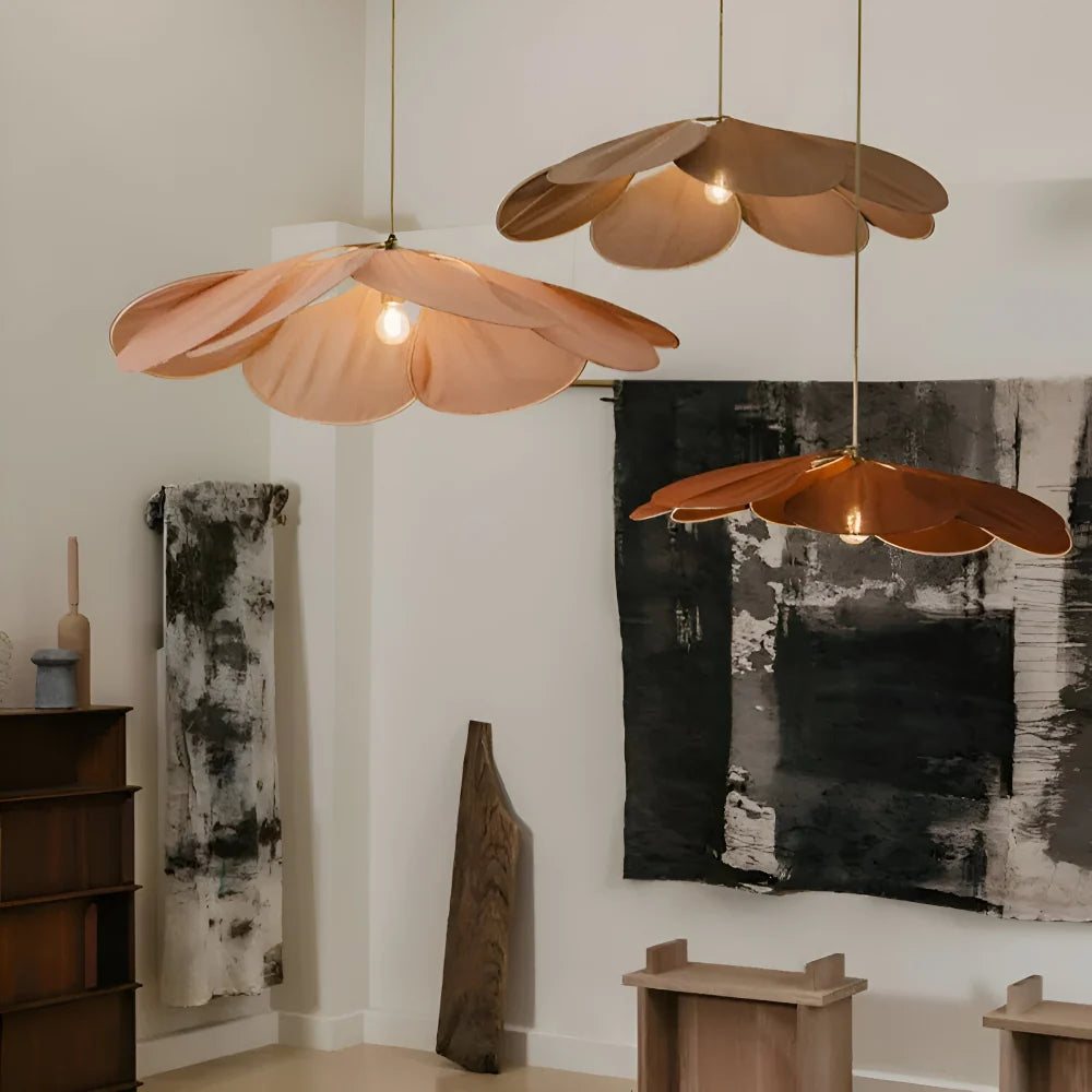 Pendant Lamp Flower-Shaped Fabric Shade Adjustable Cable