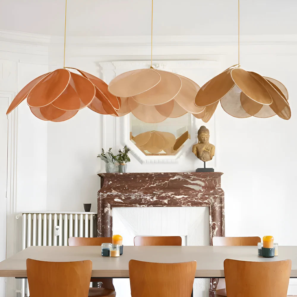 Pendant Lamp Flower-Shaped Fabric Shade Adjustable Cable