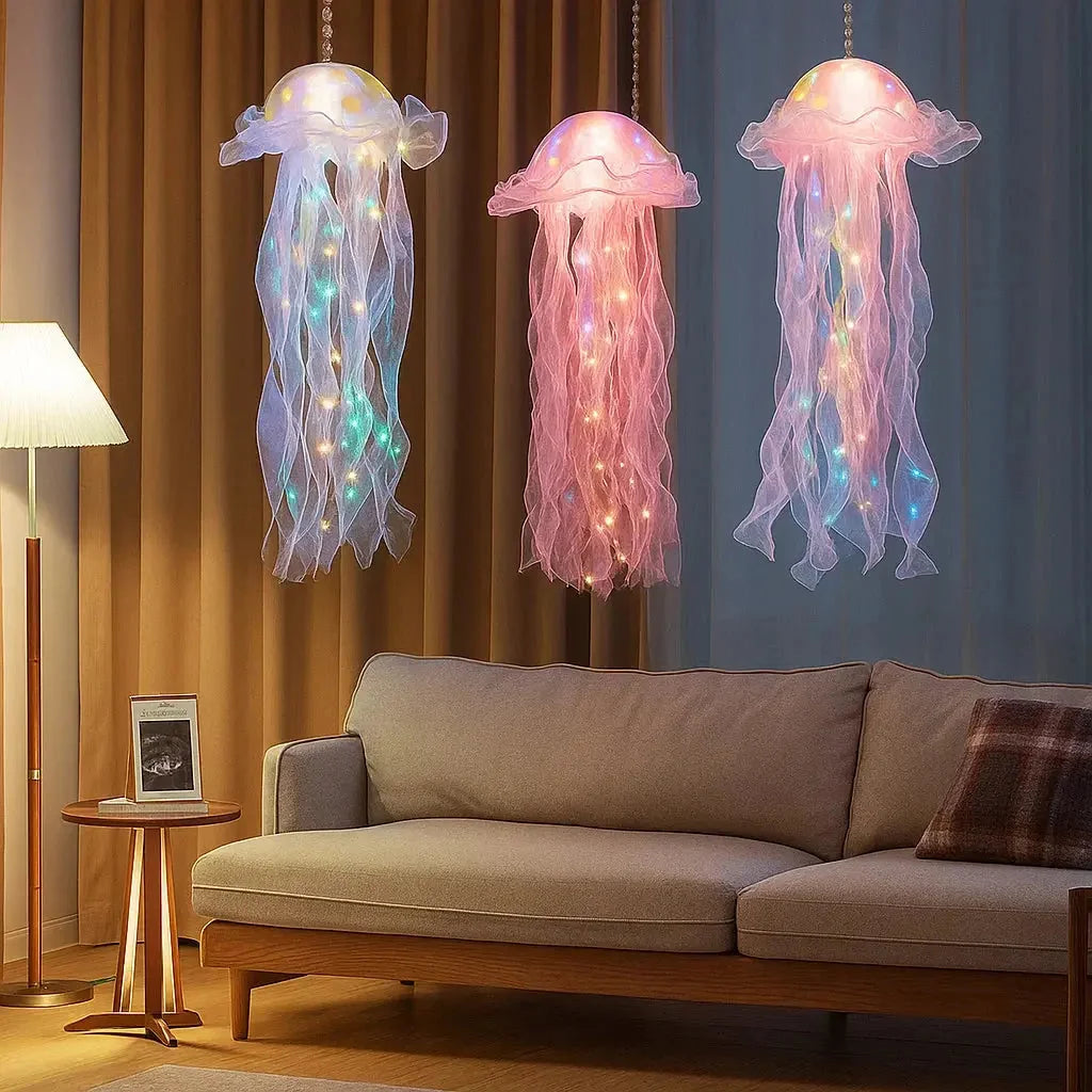 Pendant Lamp Jellyfish Multicolored LED Battery-Powered