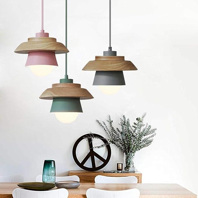 Pendant Lamp Scandinavian Aluminum & Wood Height-Adjustable Cable