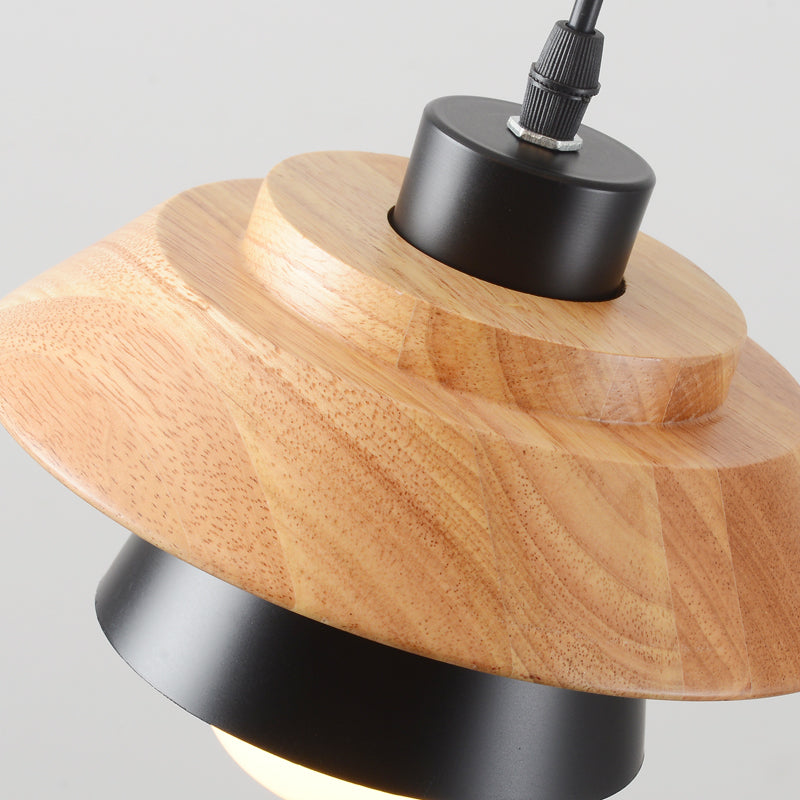 Pendant Lamp Scandinavian Aluminum & Wood Height-Adjustable Cable