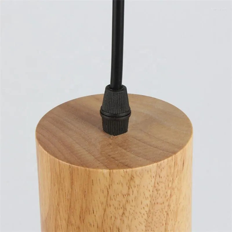 Pendant Light Aluminum Shade With Wood Accent Adjustable Cable
