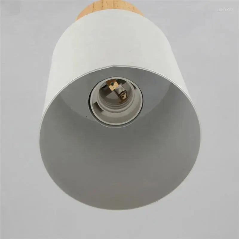 Pendant Light Aluminum Shade & Wood Accents Adjustable Cable