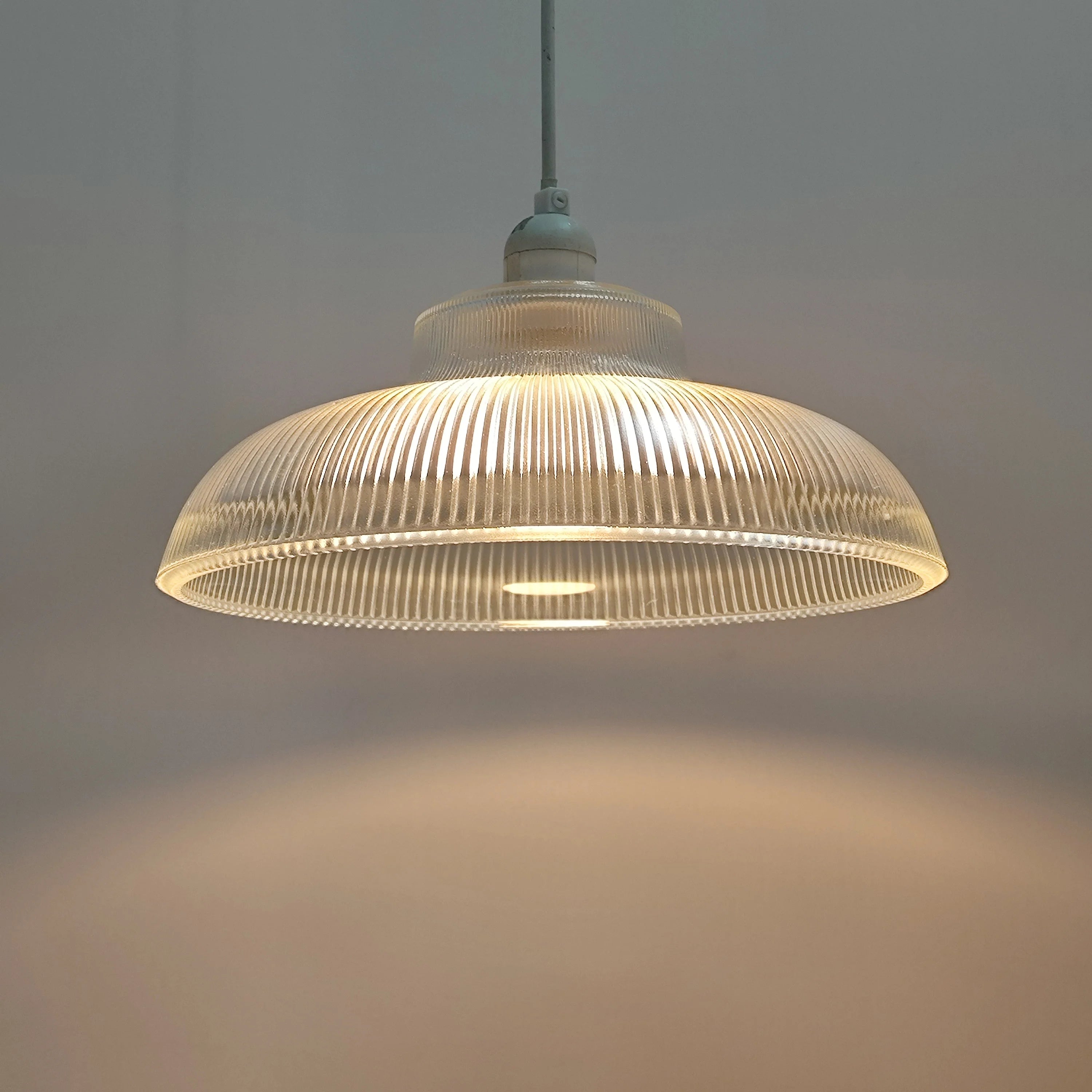 Pendant Light Clear Ribbed Glass Dome