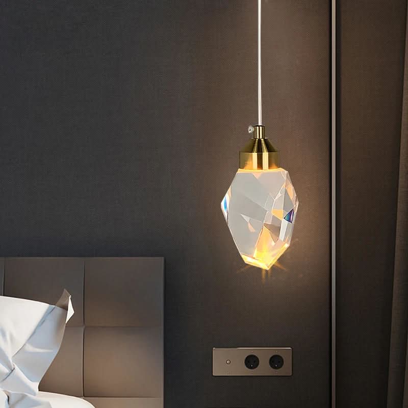 Pendant Light Faceted K9 Crystal Integrated LED & Gold Finish