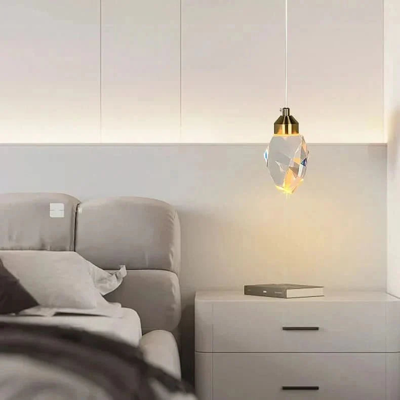 Pendant Light Faceted K9 Crystal Integrated LED & Gold Finish