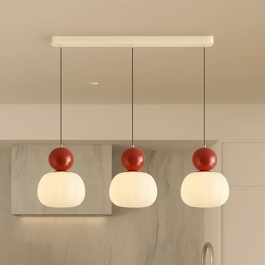 Pendant Light Frosted Glass & Colored Sphere