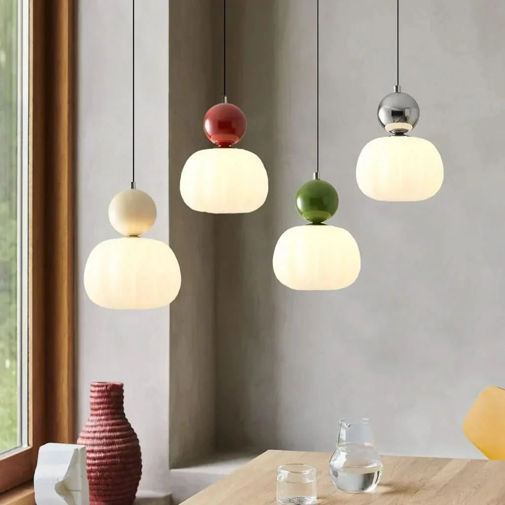 Pendant Light Frosted Glass & Colored Sphere