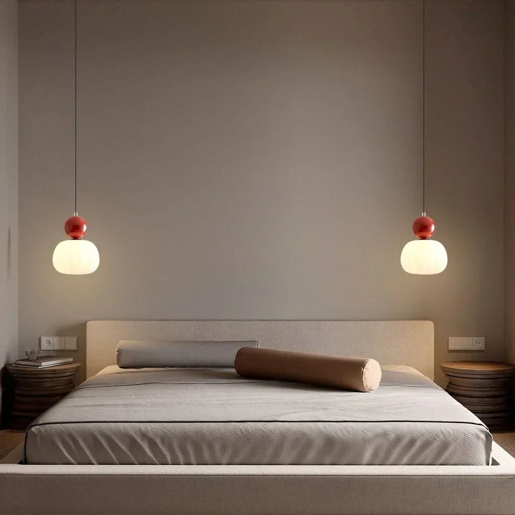 Pendant Light Frosted Glass & Colored Sphere