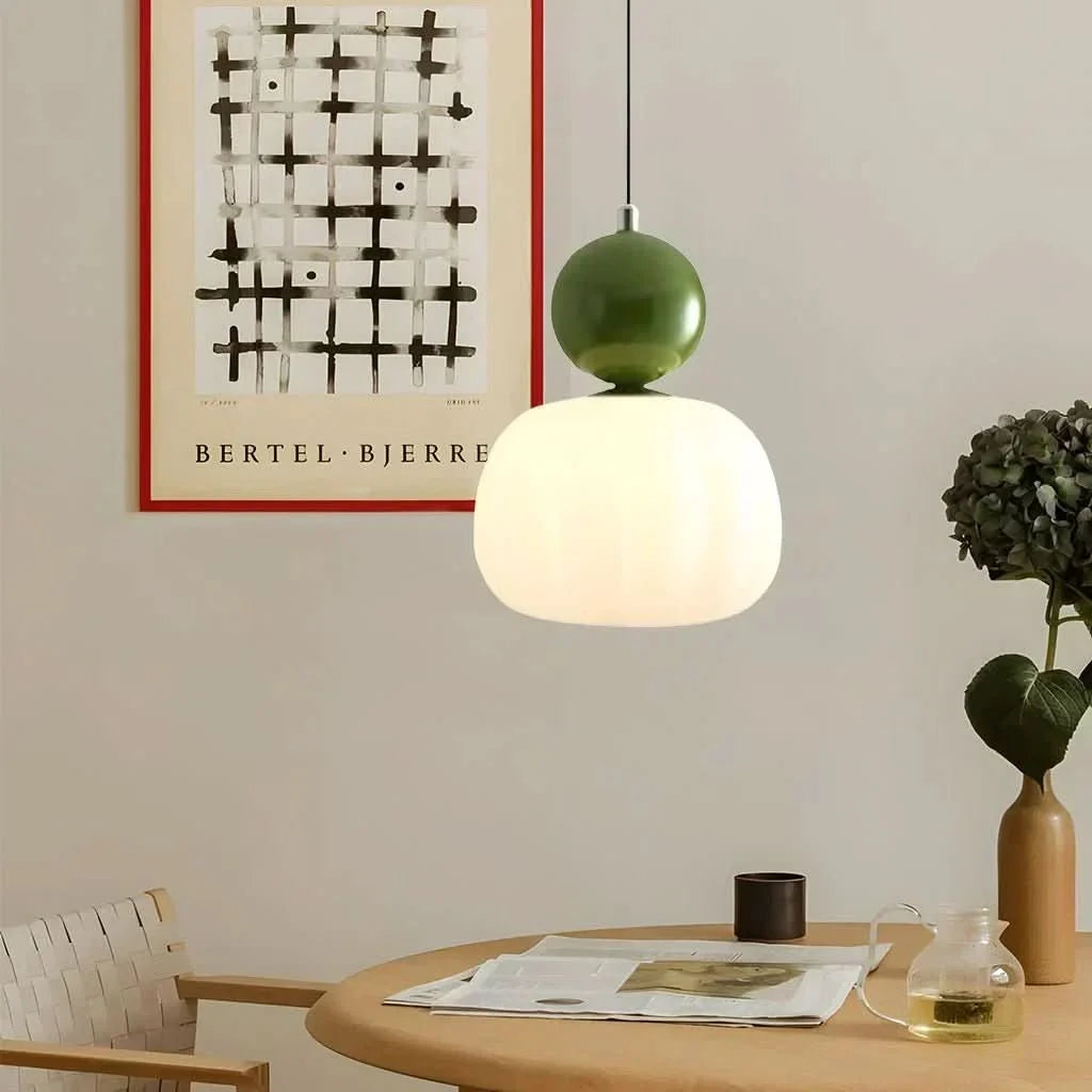 Pendant Light Frosted Glass & Colored Sphere