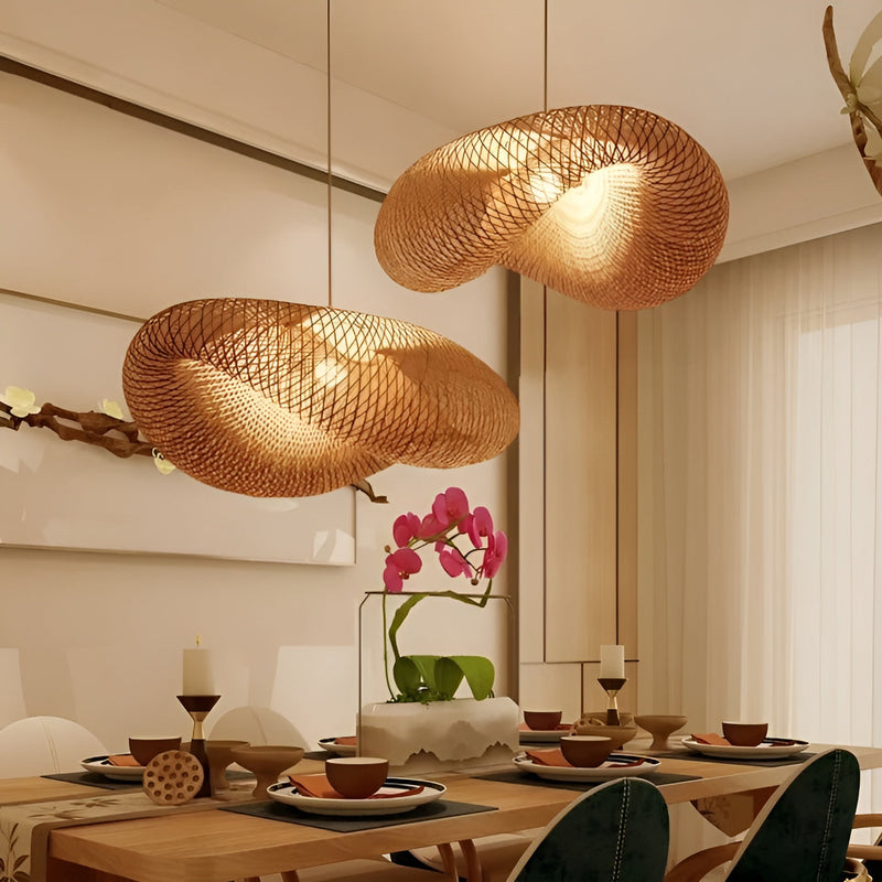 Pendant Light Handwoven Bamboo 50cm Diameter Warm Ambient Glow