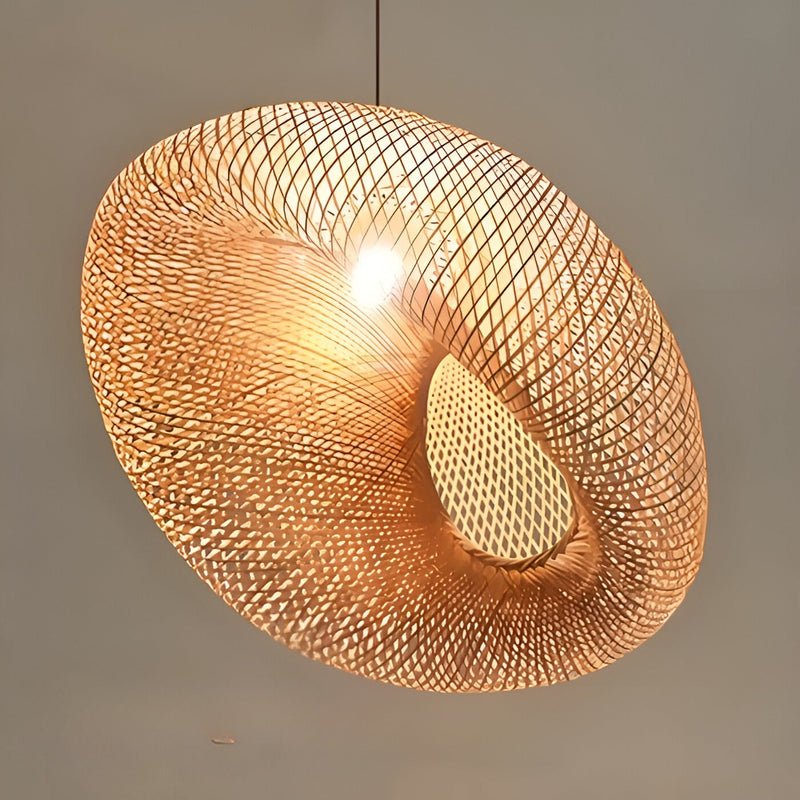Pendant Light Handwoven Bamboo 50cm Diameter Warm Ambient Glow