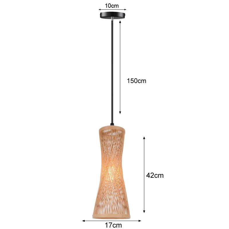 Pendant Light Handwoven Bamboo Adjustable Cable & E27 Socket