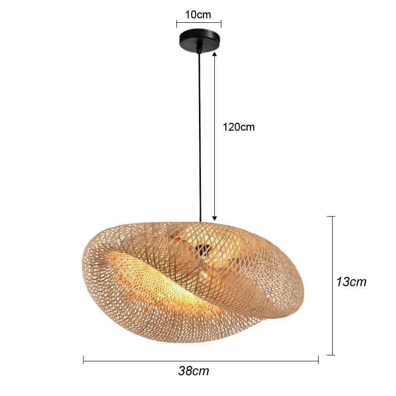 Pendant Light Handwoven Bamboo Adjustable Cable & E27 Socket