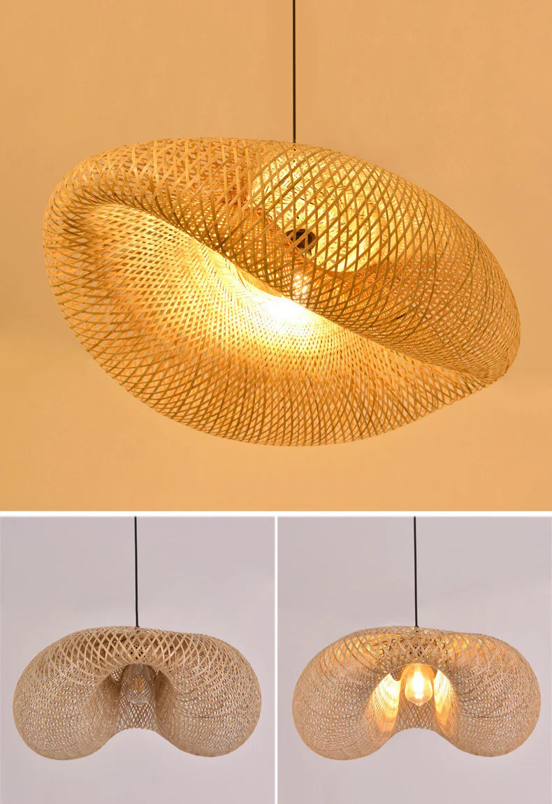 Pendant Light Handwoven Bamboo Adjustable Cable & E27 Socket
