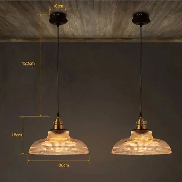 Pendant Light Ribbed Glass Brushed Brass Adjustable Height