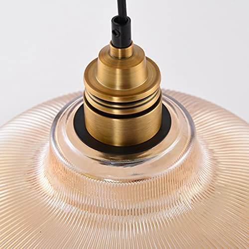Pendant Light Ribbed Glass Shade Brushed Brass