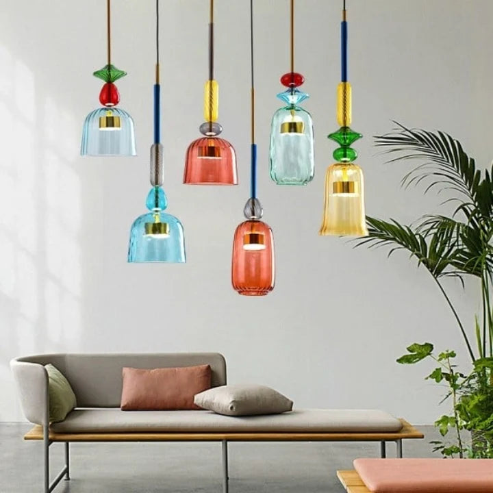 Pendant Light Textured Glass Adjustable Cord