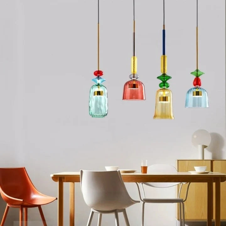 Pendant Light Textured Glass Adjustable Cord