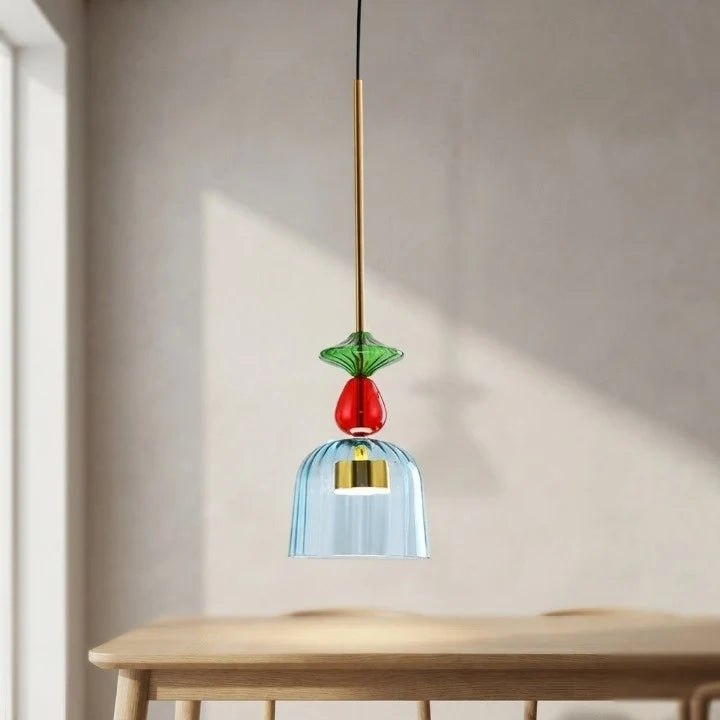 Pendant Light Textured Glass Adjustable Cord