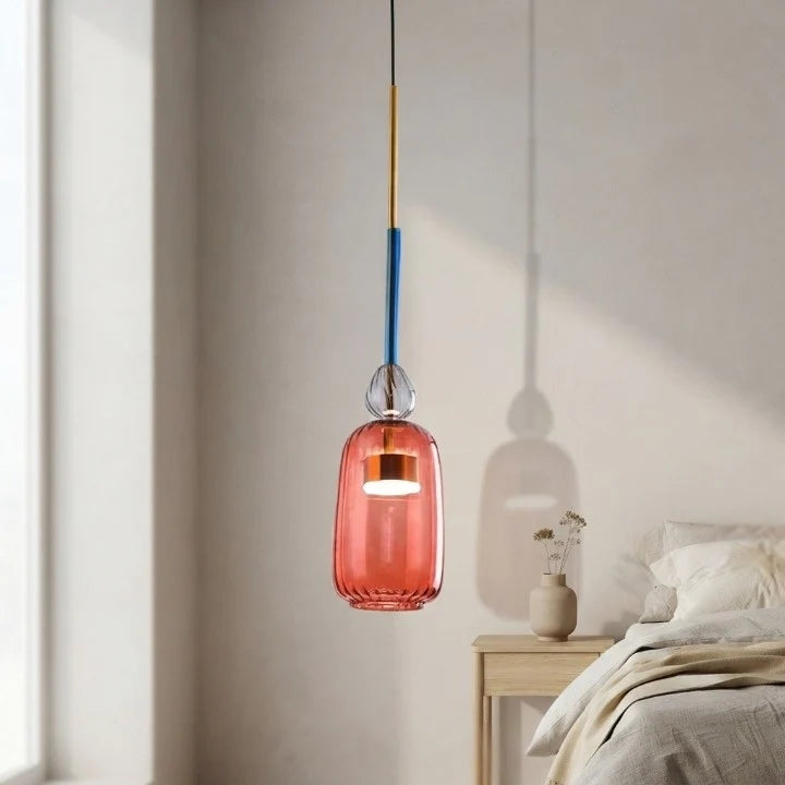 Pendant Light Textured Glass Adjustable Cord