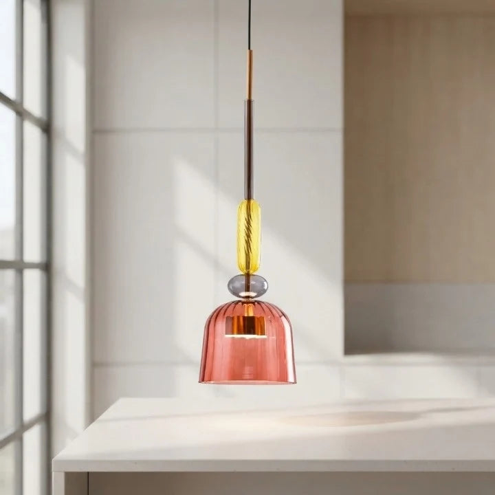 Pendant Light Textured Glass Adjustable Cord