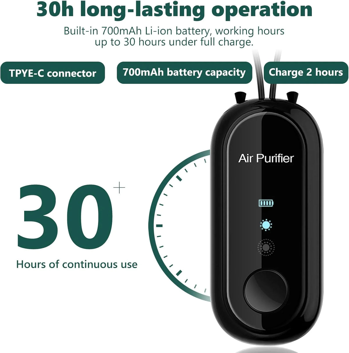Personal Air Purifier Negative Ion Filter-Free Quiet Operation
