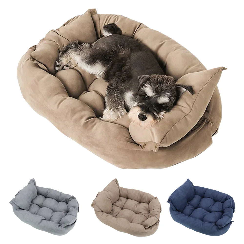 Pet Bed 3-in-1 Convertible Breathable Cotton Machine Washable