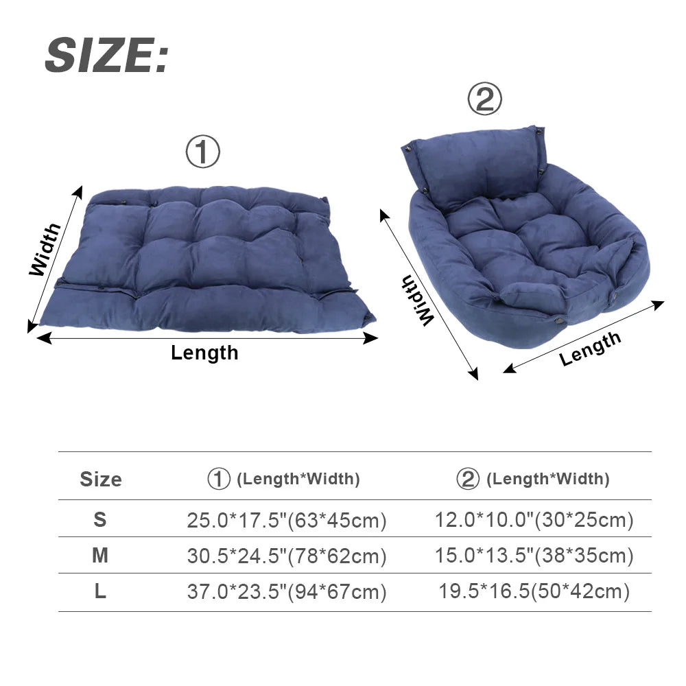 Pet Bed 3-in-1 Convertible Breathable Cotton Machine Washable