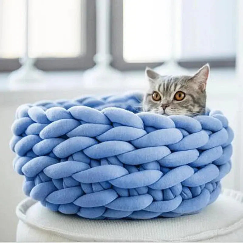 Pet Bed Braided Sides Wool Yarn Machine Washable