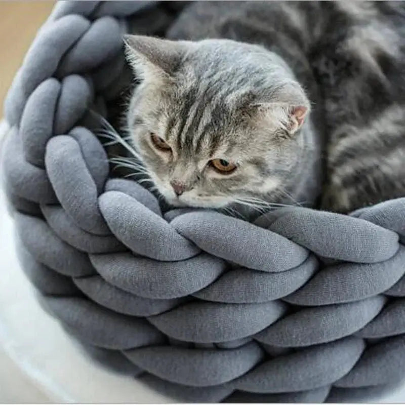 Pet Bed Braided Sides Wool Yarn Machine Washable