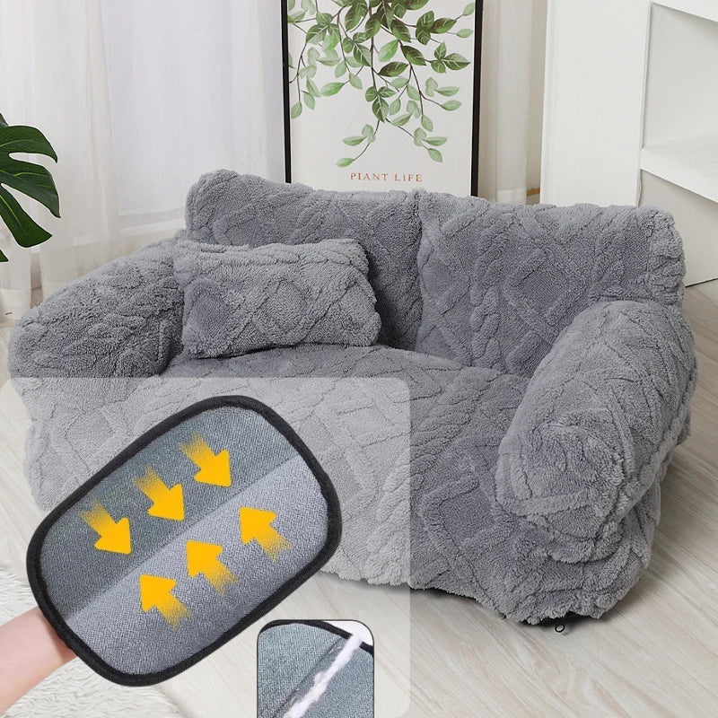 Pet Bed Quilted Velvet Raised Edge Matching Cushion