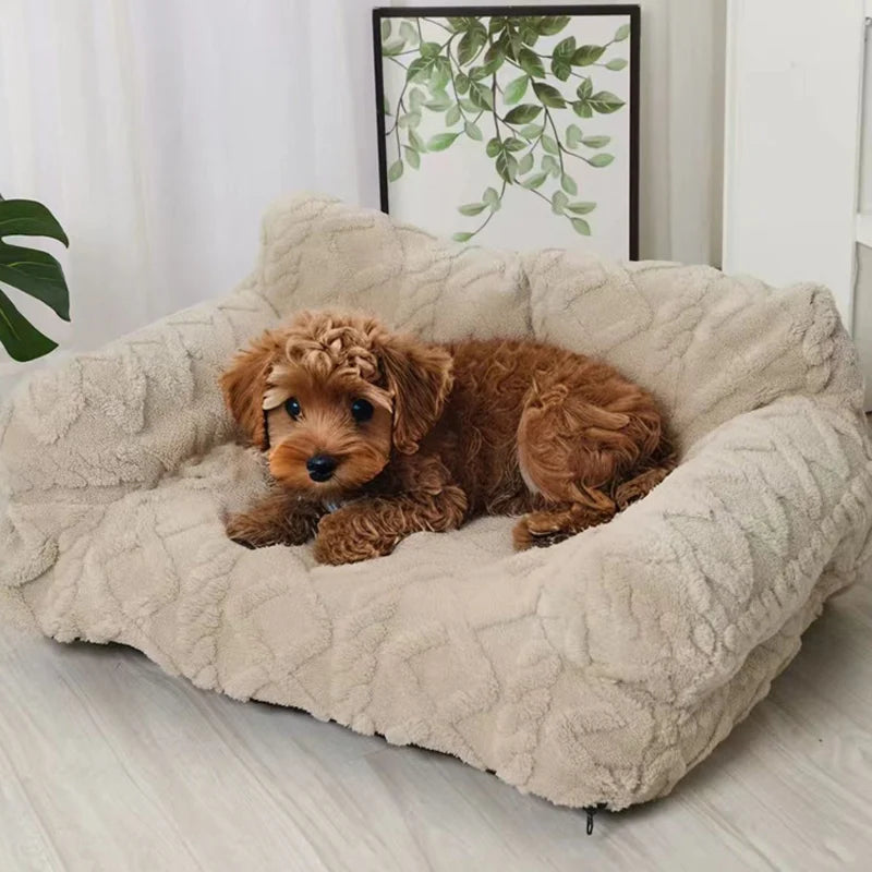 Pet Bed Quilted Velvet Raised Edge Matching Cushion