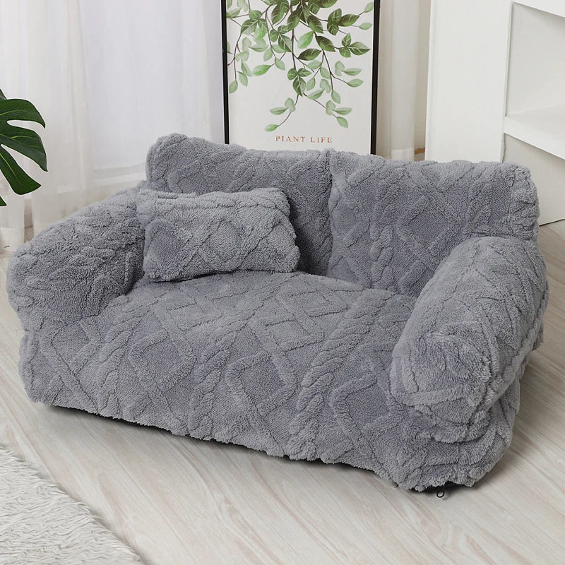 Pet Bed Quilted Velvet Raised Edge Matching Cushion