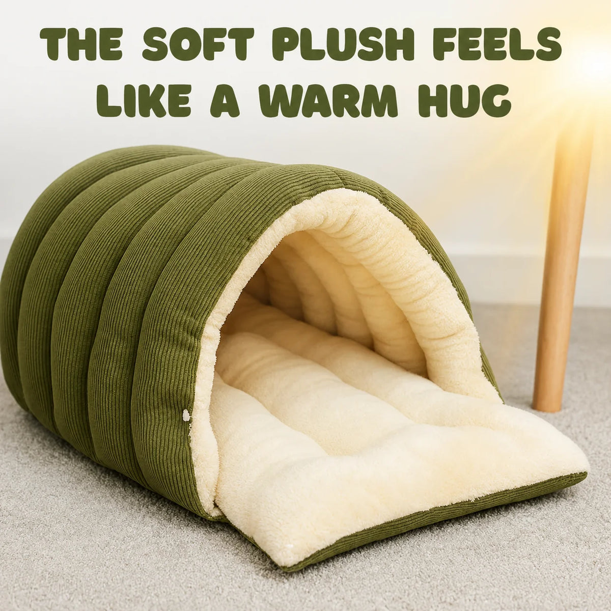 Pet Bed Semi-Open Cave Breathable Cotton & Non-Slip Base