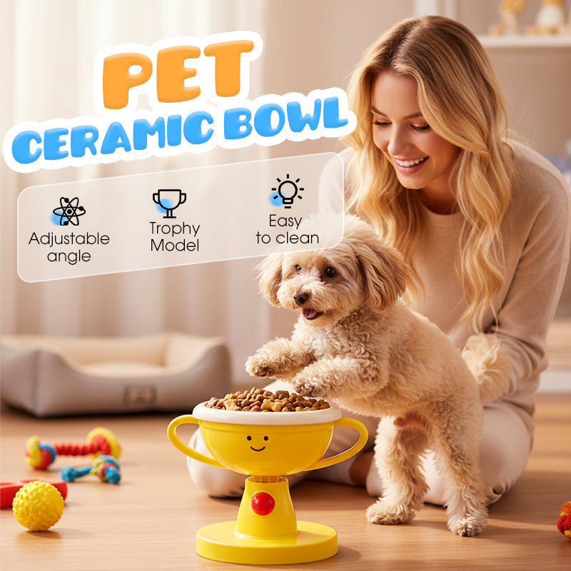 Pet Bowl Adjustable Height & Tilt Glazed Ceramic