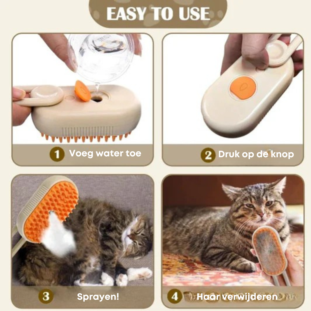 Pet Brush 3-In-1 Deshedding & Massage Built-In Spray