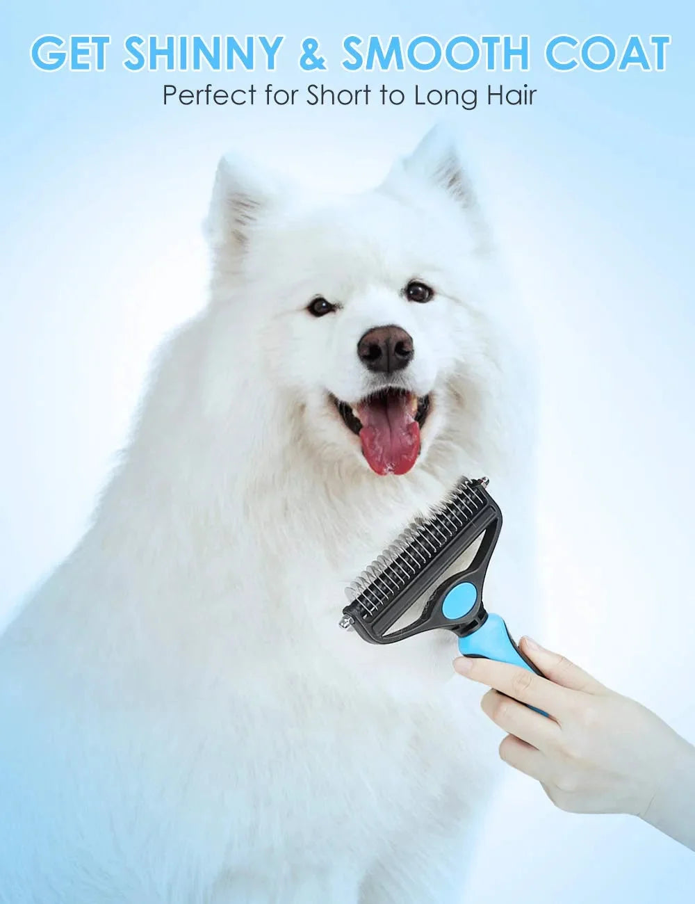 Pet Brush Double-Sided Deshedding & Detangling Stainless Steel Teeth